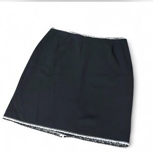 Alberto Makali Black Mini Skirt with White‎ trim lace size 14